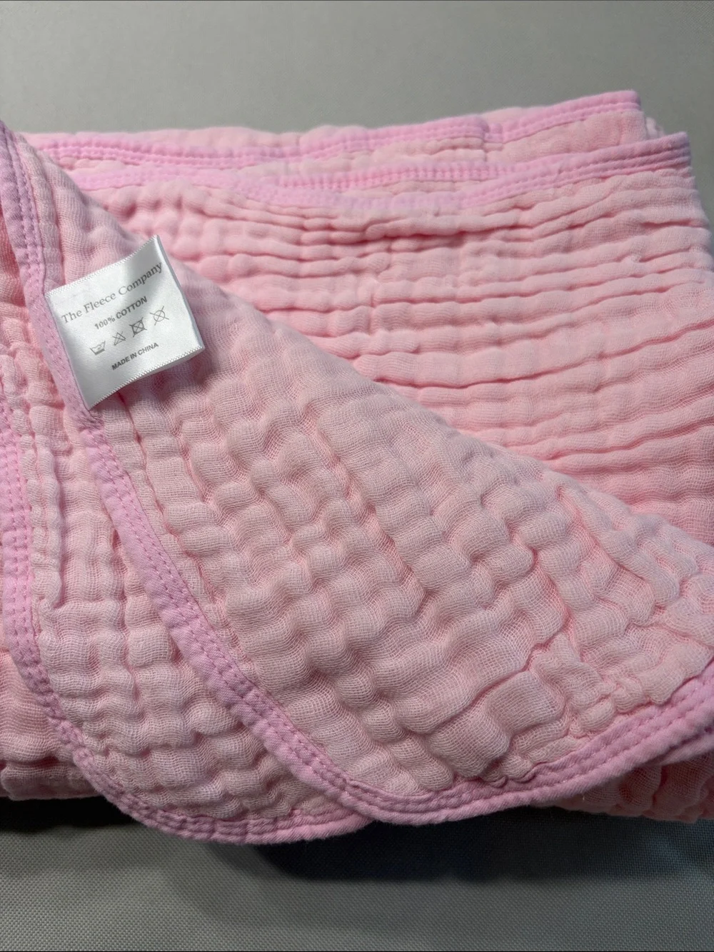 NEW 100% Cotton Fleece Muslin Throw Blanket Pink